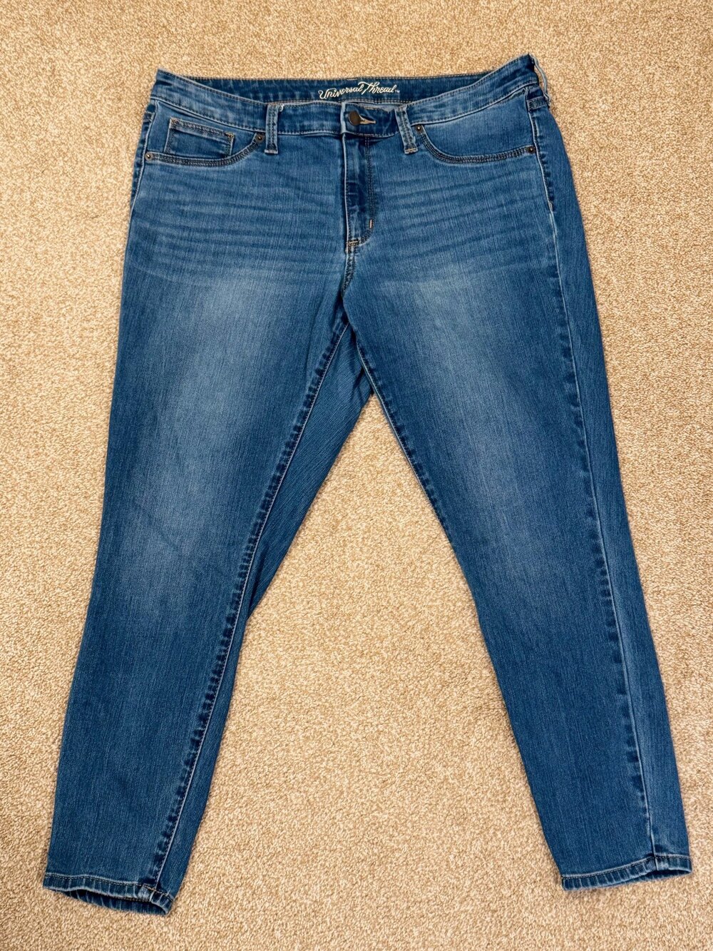 Universal Thread Jeggings 14 32S Womens Mid Rise Skinny Medium Wash Blue Stretch